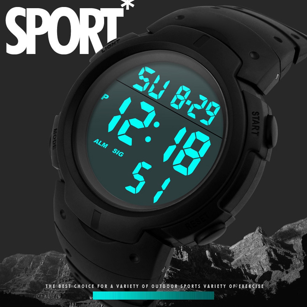Mens Watches Waterproof Men's Boy LCD Digital Stopwatch Date Rubber Sport Wrist Watch Waterproof Relogio Clock reloj S7