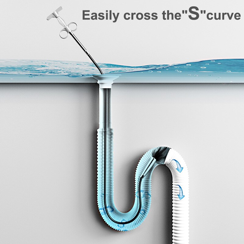 Sewer Pipe Unblocker Serpentine Spring Pipe Dredging Tool Kitchen Sink Bathroom Sewer Cleaning Tool 160cm Kitchen Accessories
