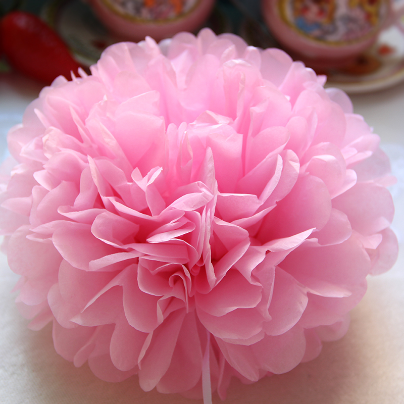 10cm 4inch Tissue Paper Flower Balls for Wedding Baby Shower Birthday Party Decoration Home Garden Decor Paper Pom Poms Pompoms: Pink