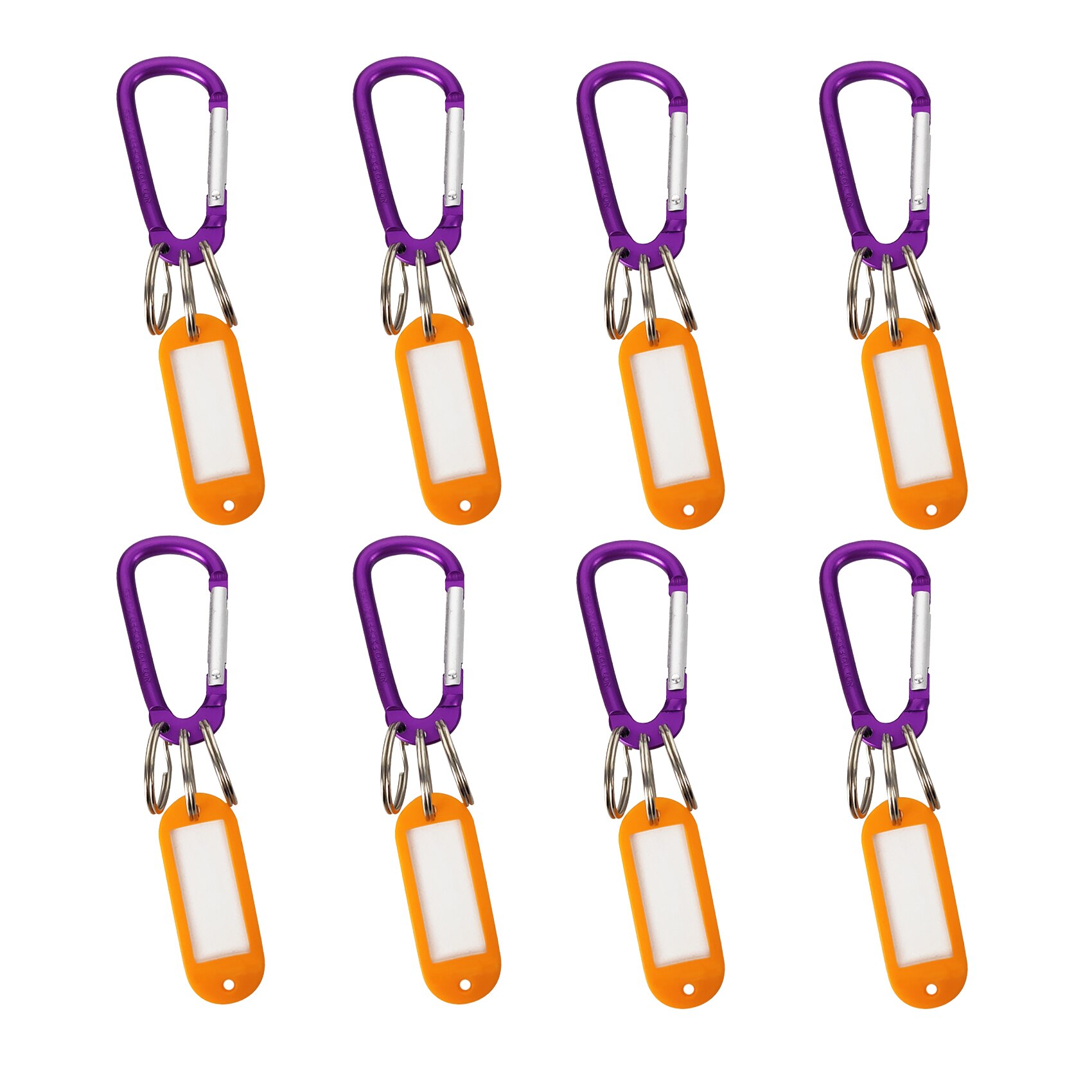 F Aventik 6 couleurs en aluminium d-forme mousqueton pince boucle 6cm avec 3 porte-clés 1 étiquette nominative Multi usage pour randonnée porte-clés: purple of 8pcs