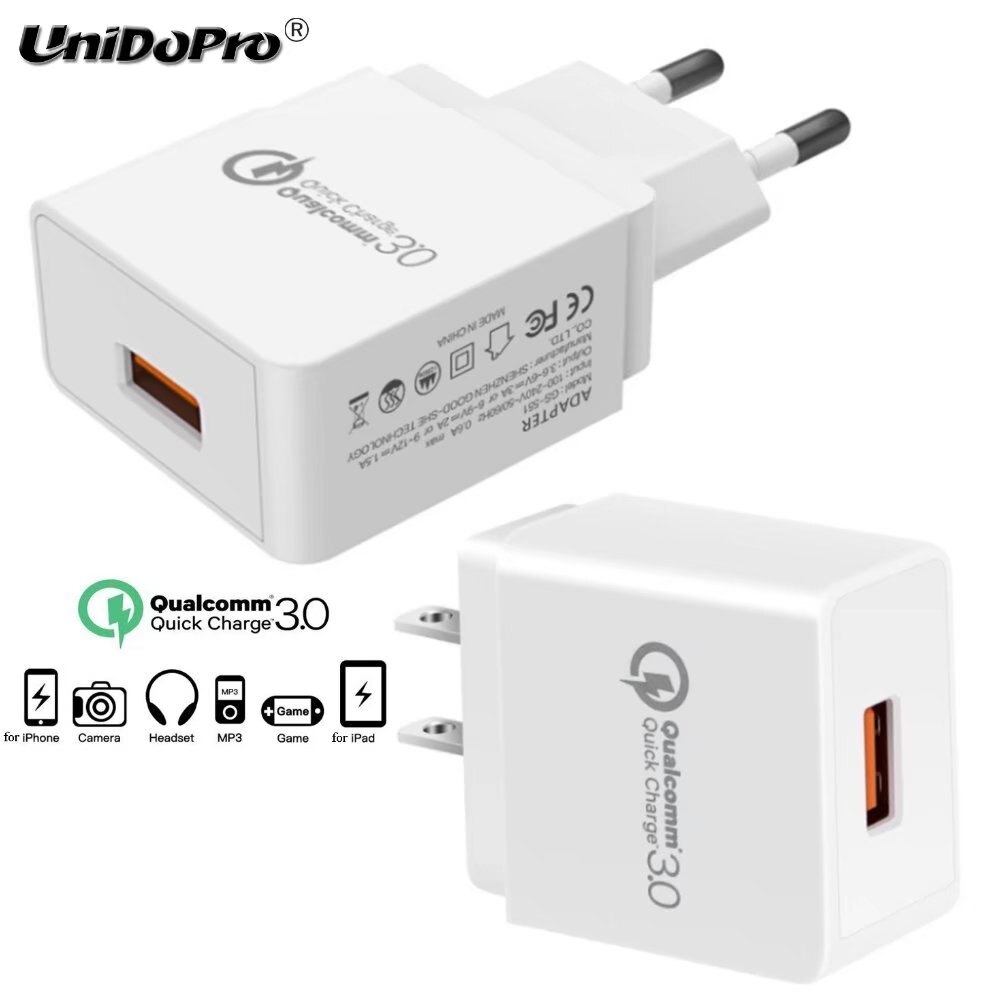UNIDOPRO-cargador de pared de carga rápida QC 3,0, 18W, enchufe de EE. UU., UE, CA, para Teclast T20 , X98 Plus II, P10, T10, X10 +, Tbook 10 S