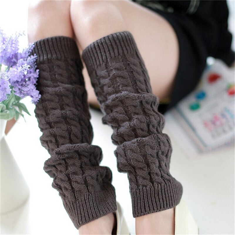 Kvinder vinter varmere ben sokker strikket hæklet 5 farver lange sokker: Mørkegrå