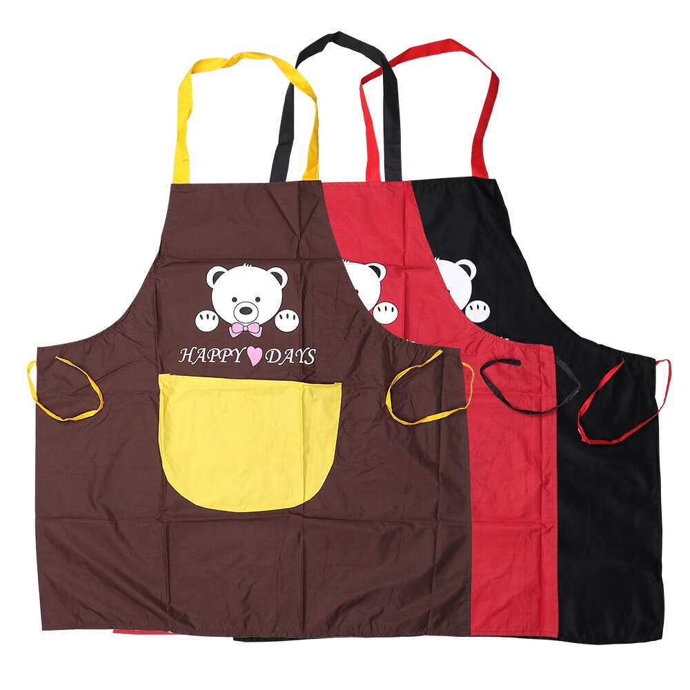 HOOMIN Cartoon Bear Microfiber Aprons Home Kitchen Chef Restaurant Waiter Apron For Man Woman Cooking Apron With Pockets