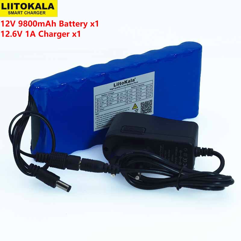 12 v 9.8Ah 9800 mah 18650 Oplaadbare batterijen 12 v Li-Ion batterij Bescherming Boord CCTV Monitor batterij + 12.6 v 1A Charger
