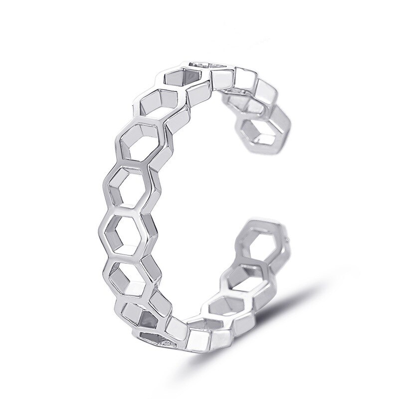 LATS Gold Silver Color Hollowed-out Heart Shape Open Ring Cute Love Jewelry for Women Girl Child Adjustable: 99093