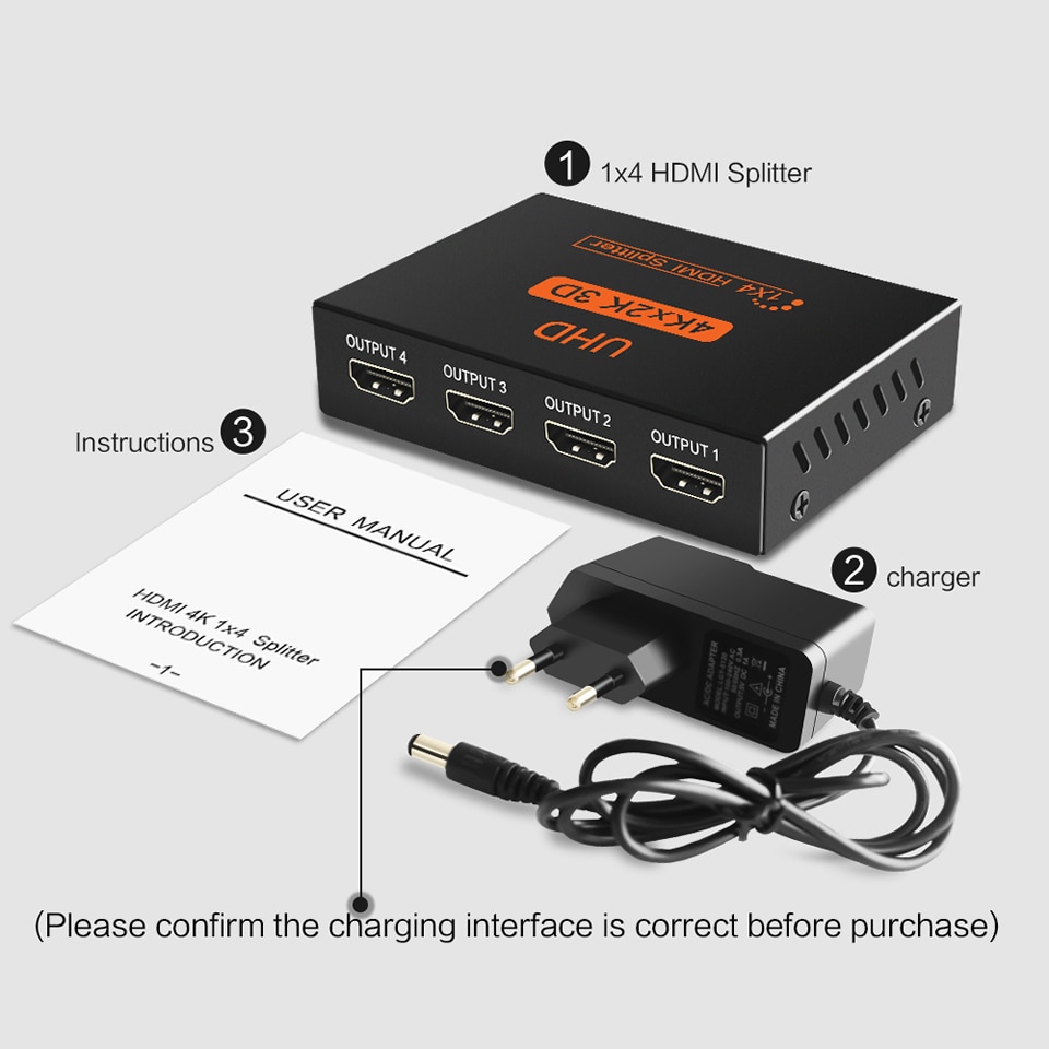 4 K HDMI Splitter Full HD 1080 P Video HDMI Switch Switcher 1 in 2 1 in 4 out HDMI versterker Dual Display Voor HDTV DVD PS3 Xbox