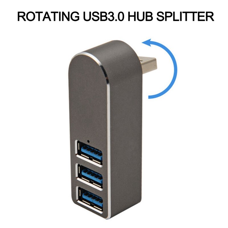 Aluminium Roterende USB3.0 Hub Hub Splitter 4 Port Usb 3.0Hub Extension