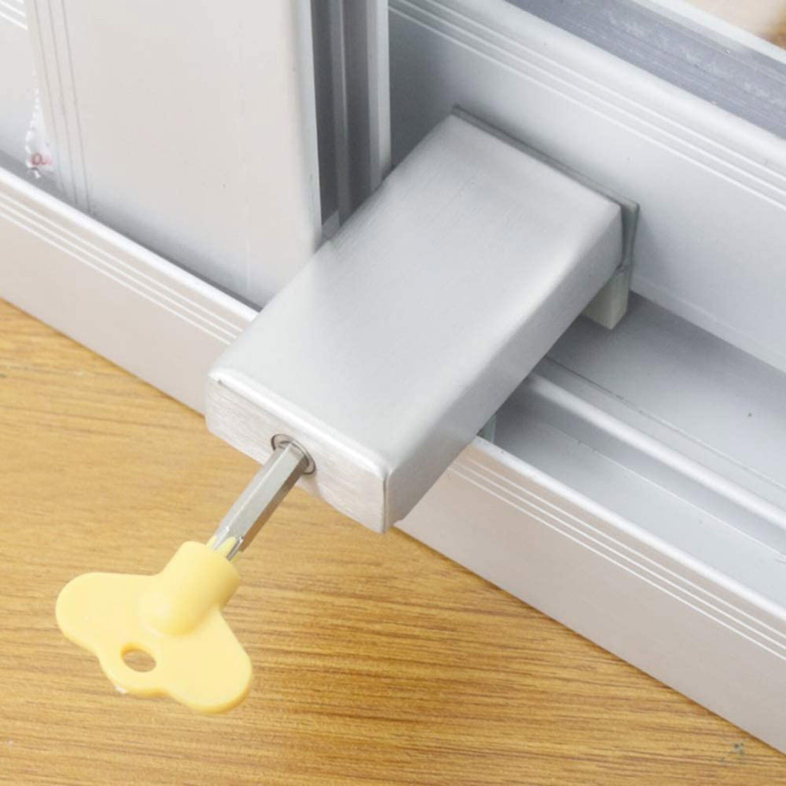 Small Aluminum Alloy Adjustable Sliding Window Lock Door Frame Safety Lock Sliding Door Stopper Window Hardware Accessories#40
