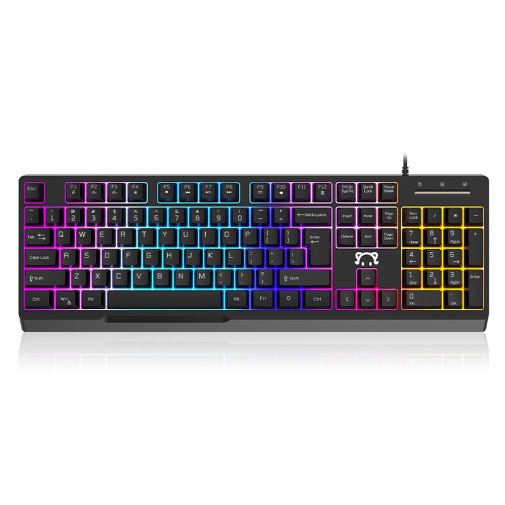 STK090 104 Keys USB Wired RGB Backlight Mechanical Hand Ergonomic Gamer Keyboard Wired Keyboard Mini Bluetooth Keyboard: Black