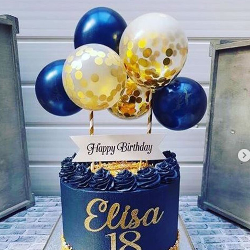 10Pcs 5 Inch Metalen Ballon Cake Topper Confetti Ballon Cake Topper Balonsfor Bruiloft Verjaardag Baby Shower Decor Home Decoration: Type 3