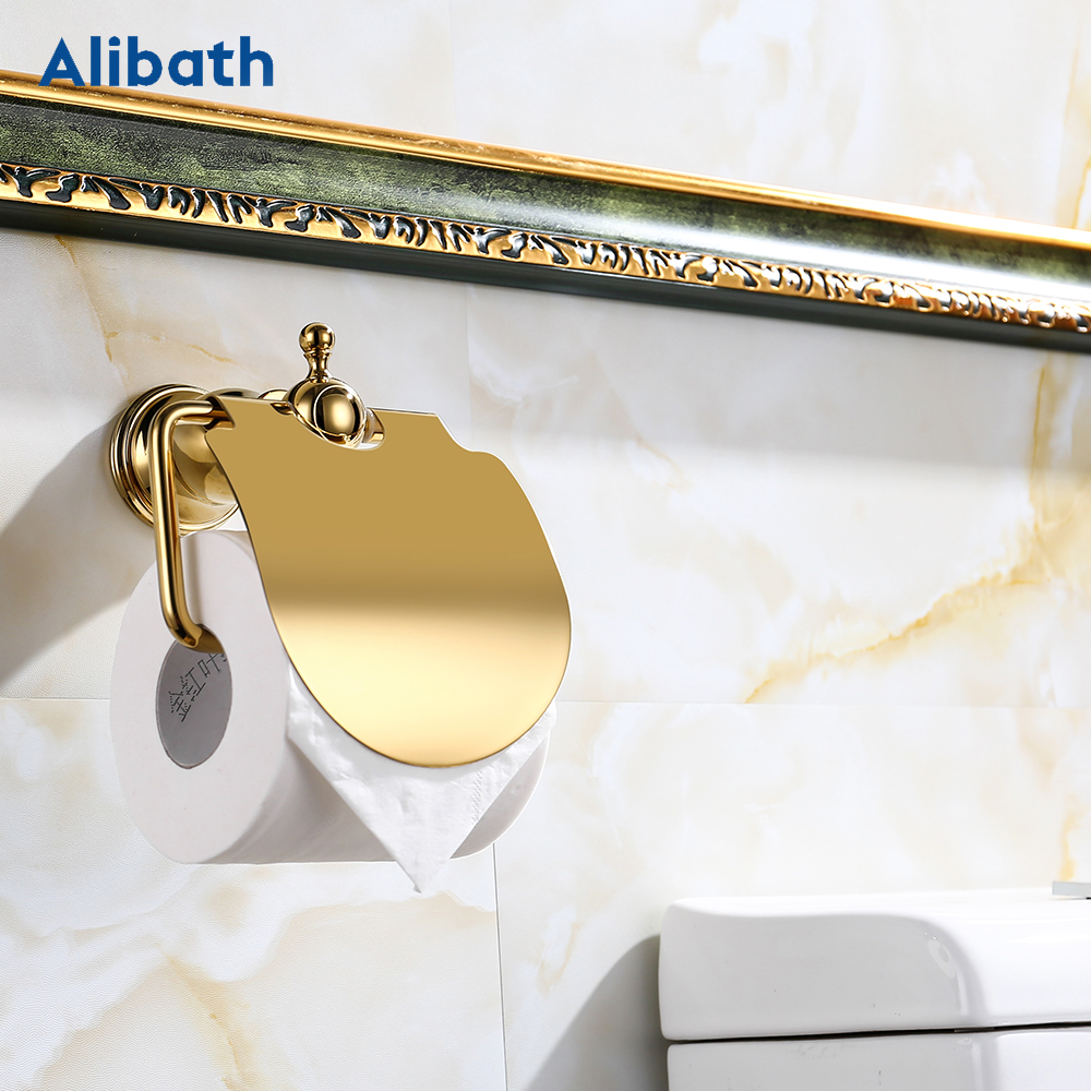 Ensemble d'accessoires de salle de bain en laiton poli doré, accessoires de salle de bain de luxe, produits muraux