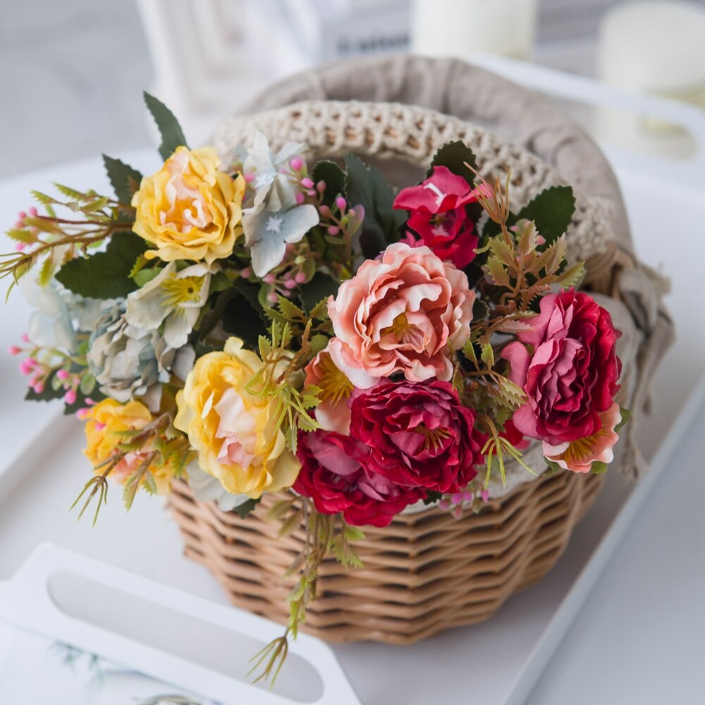 Künstliche Blumen Weihnachten Dekorationen Vasen für Heimat Hochzeit Dekorative Blumen die Seide Pfingstrose DIY Ornamentalen blumentopf