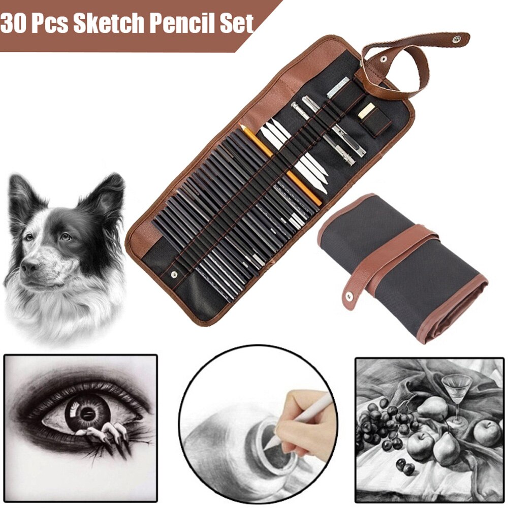 Sketch Pencils Kit 30 Piece Set Beginner Sketching Drawing Art Pencil Kit Graphite Charcoal Stick Artist