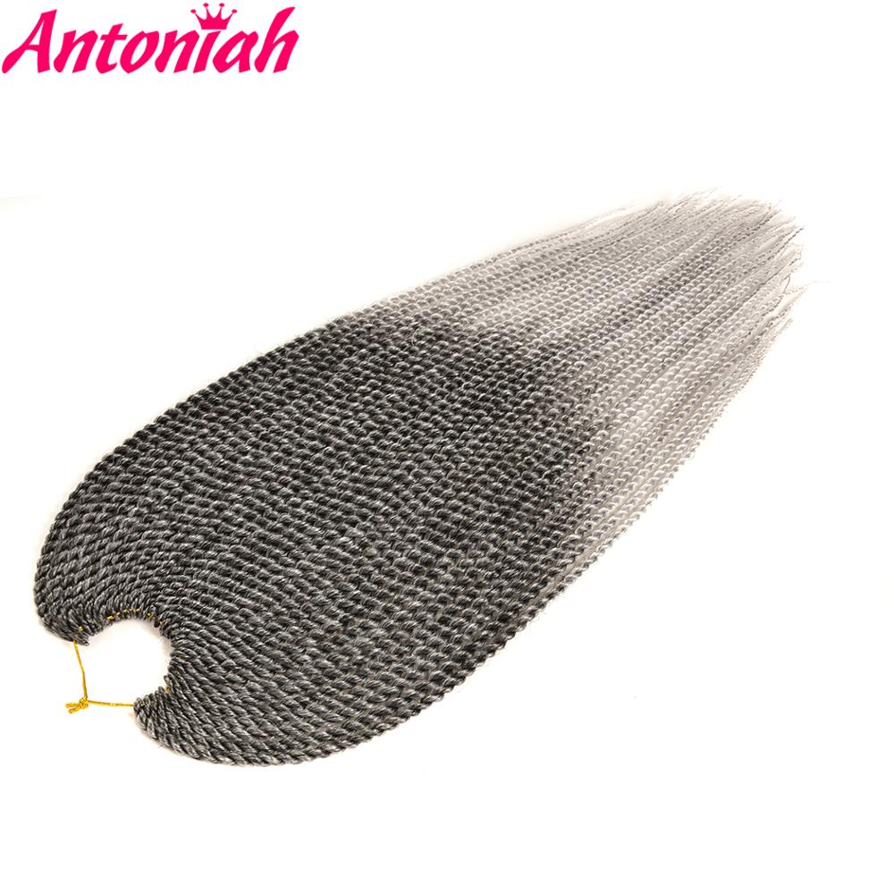 ANTONIAH Grey Senegalese Crochet Twist Braids Hair 18inch 30strands Grey Color Braid Hair Ombre Synthetic Senegal Braiding Hair