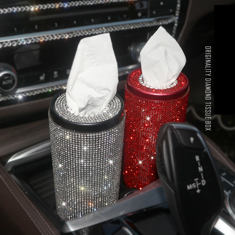 Car Crystal Diamond Tissue Box Diamante Block Type Home Office Hotel Car Luxury Rhinestone Tissue Paper Box Girls Women