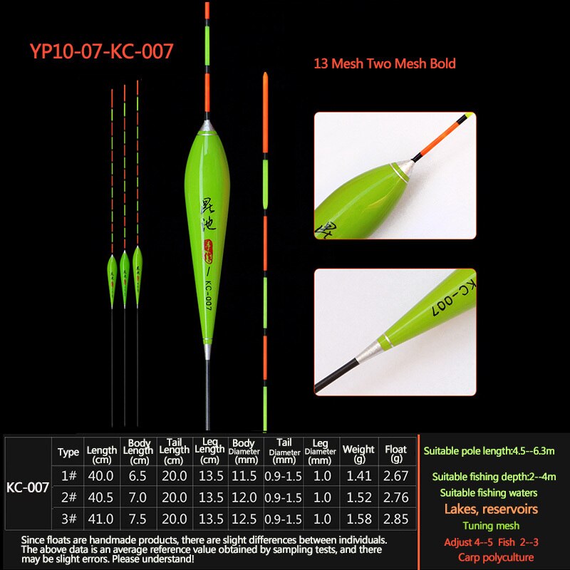 RQNQ Barguzinsky Fir Float Fishing Float Superfine Workmanship Freshwater Suits For All Kinds Of Fish Fishing Bobbers: YP10-07-KC007