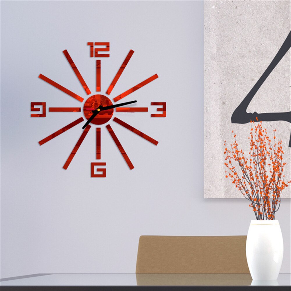3D Wall Clock DIY Quartz Clock Mirror Wall Sticker Home Decor Removable Art Decal Sticker Ornament Living Room Needle Display