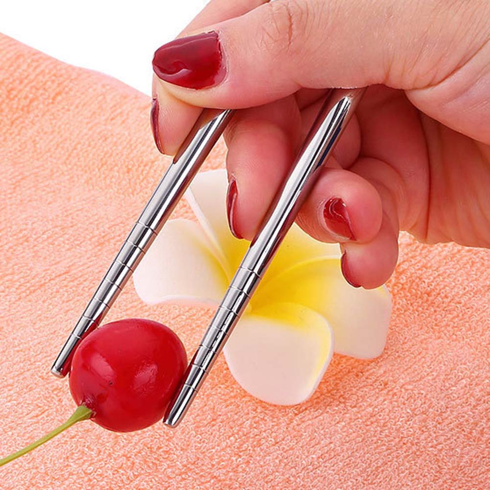 Baby Dinnerware Cute Portable Kids Learning Training Chopsticks Reusable Stainless Steel Chopsticks For Child Enlightenment