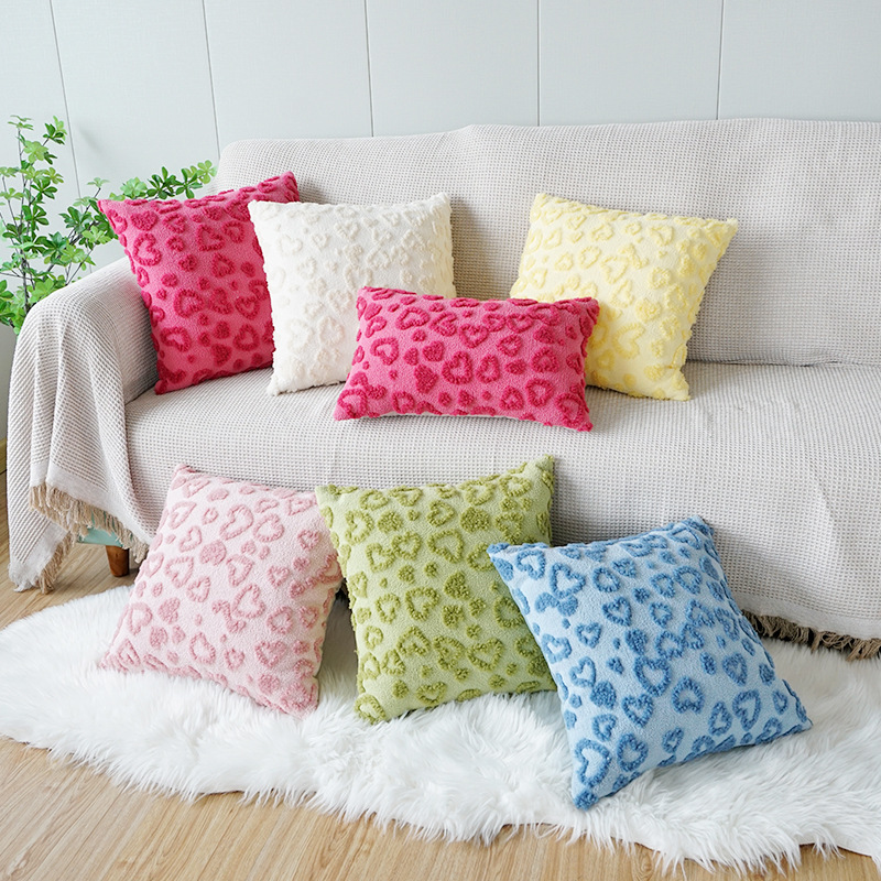 30x50/45X45CM Plush Heart-shaped Throw Pillow Cover Living Room Jacquard Waist Cushion Cover Decor Home Decorative Pillowcase