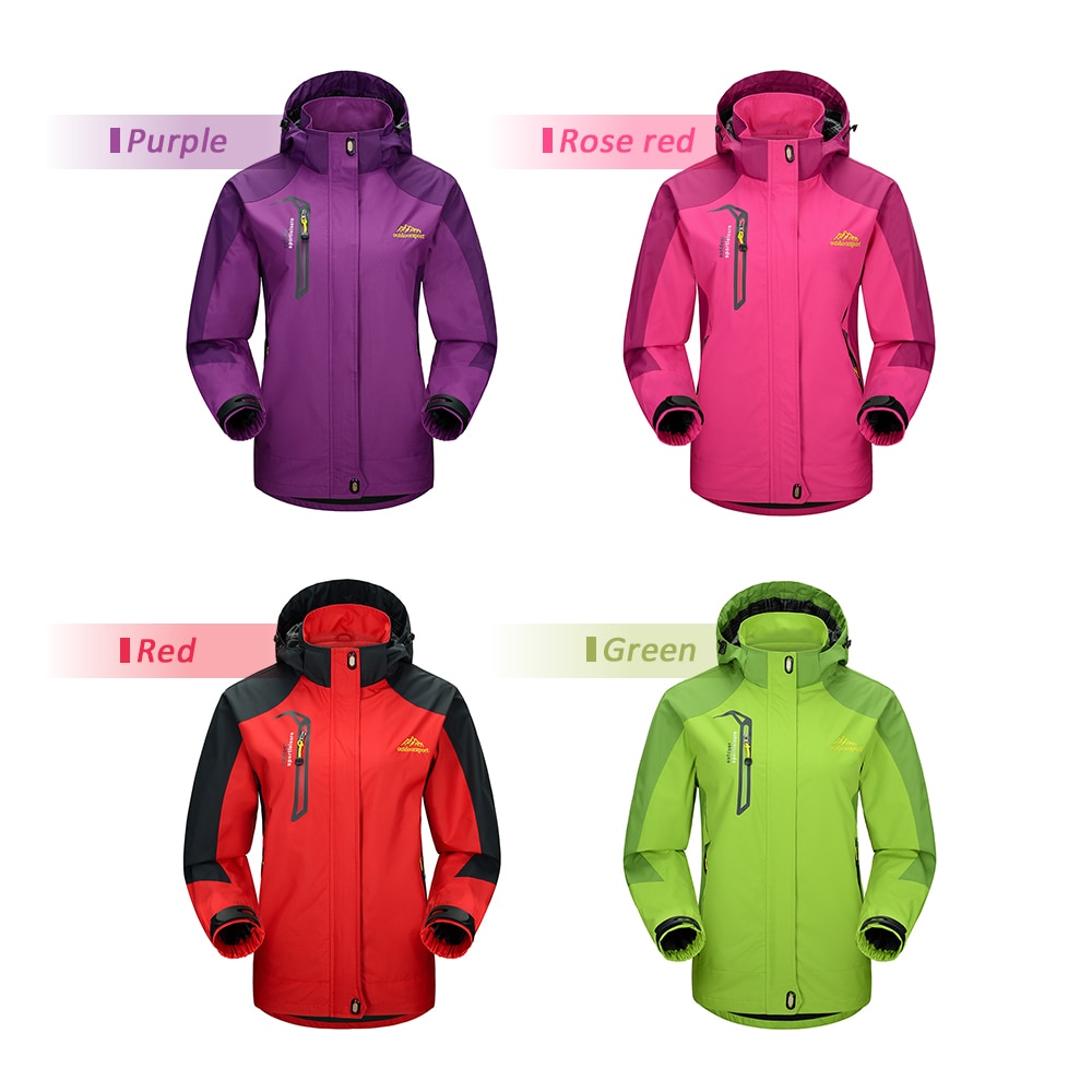 Lixada Outdoor Climbing Waterproof Jacket Windproof Raincoat Sportswear Traveling Cycling Sport Detachable Hooded Coat for Women