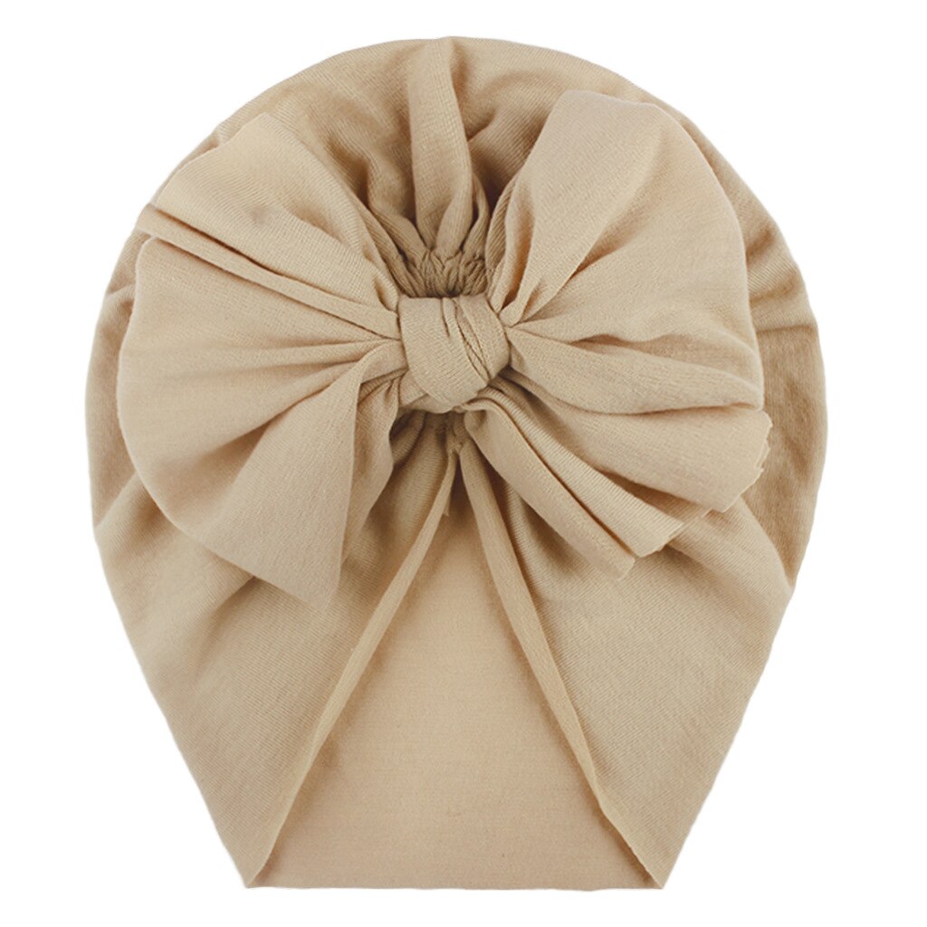 Gorro con cinta para la cabeza para bebé, gorra con estampado de lazo, turbante elástico de algodón, gorrito para envolver la cabeza para bebé, sombrero para niña, accesorios para el cabello para bebé: Light coffee