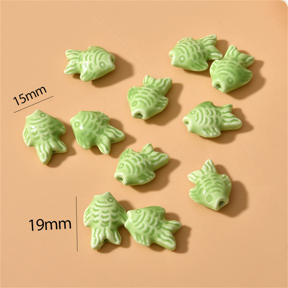 5 pçs 15x19mm contas de peixe cerâmica artesanal para diy pulseiras colar jóias fazendo acessórios suprimentos ornamentos peças artesanato: Dourado