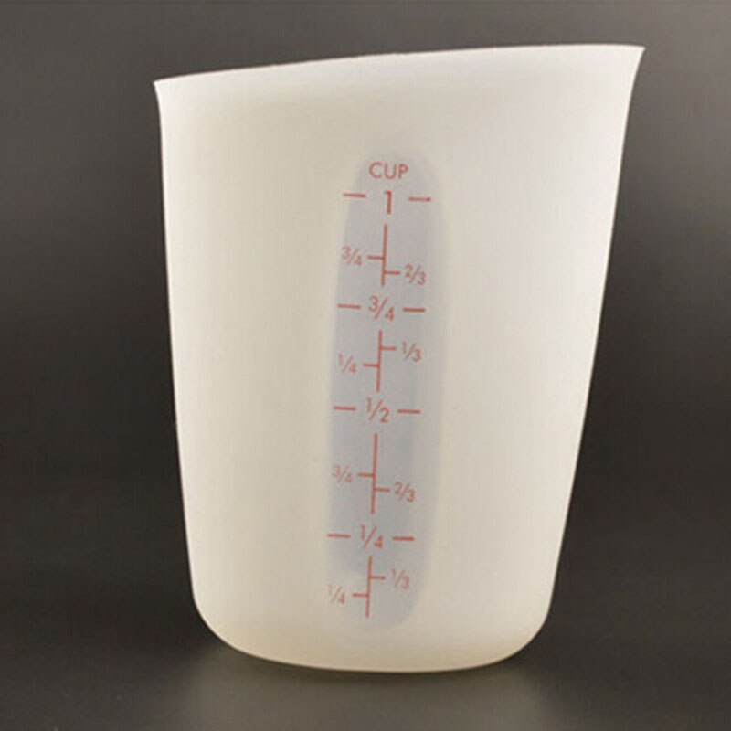 1 ud. Taza medidora de silicona para alimentos de 250ml vaso graduado utensilios medidores de cocina para hornear copas lindas de Color sólido