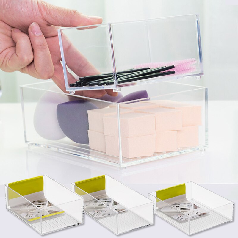 4 Sizes Acrylic Makeup Organizer Jewelry Box Cosmetic Lipstick Finishing Grid Box Dressing Table Storag Box Drawer Organizer