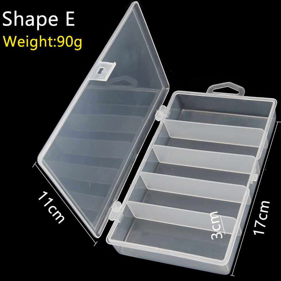 fishing lure box 20 cells, two levels 16cm*9.5cm*3.9cm with Transparent Visible Strength Plastic Lure Fishing Tackle Bait Box: ShapeE