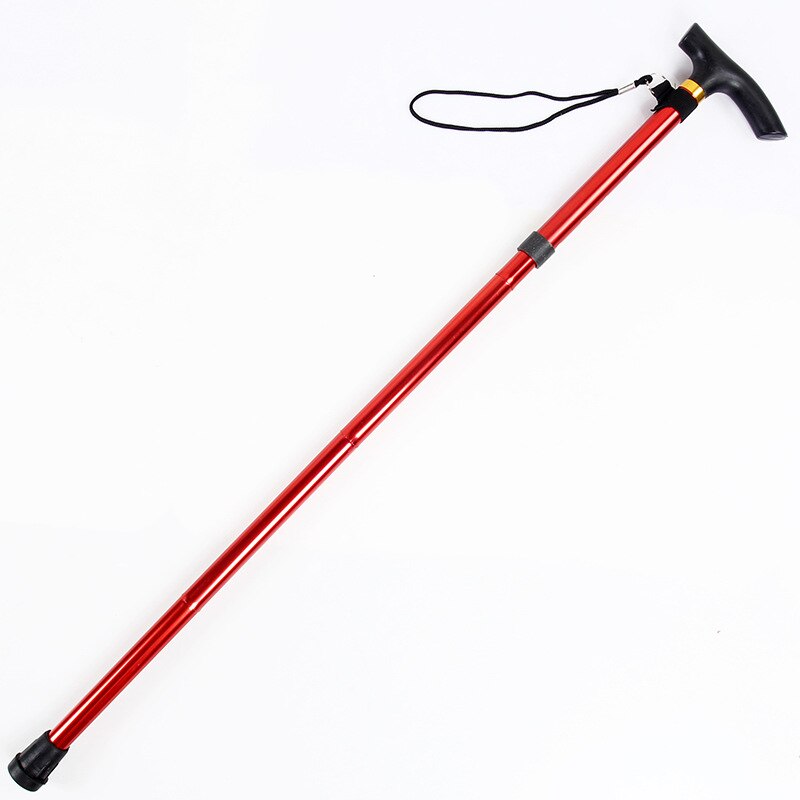 Aluminum Metal Hiking Cane Telescopic Walking Adjustable Stick Travel Cane Hiking Poles Outdoor Walking Stick: Red
