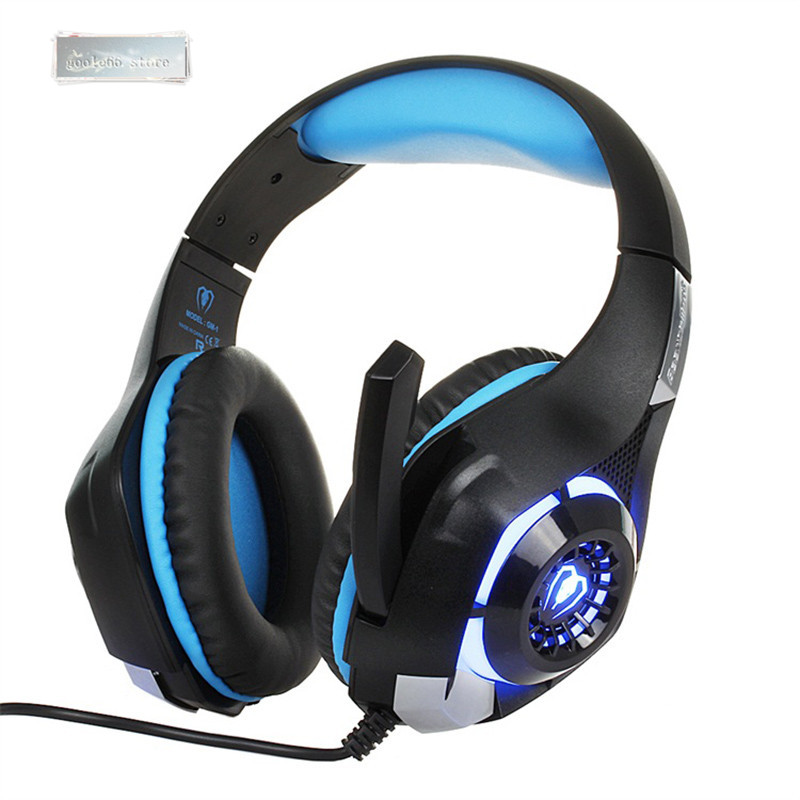 GM-1 Gaming Headphones 3.5mm Gamer Computer Headset Casque with Microphone LED Light for Xbox One PS4 playstation 4 laptop: Blue