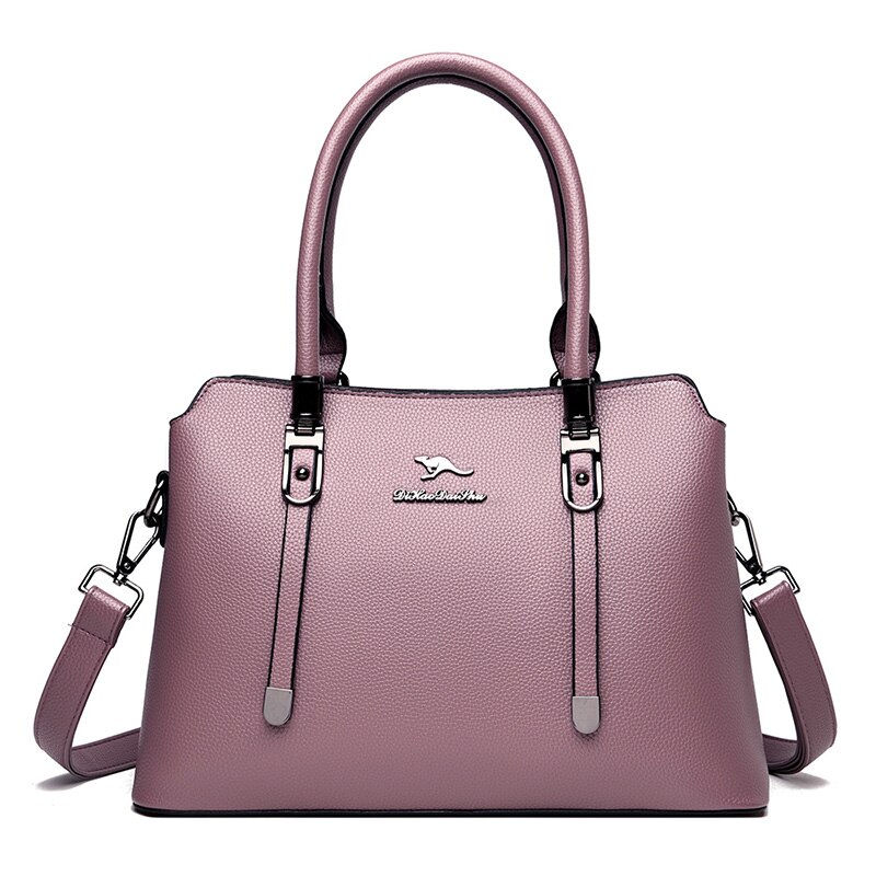 Bolso de piel sintética de gran capacidad para mujer, bolso Casual de , de Color sólido,: purple