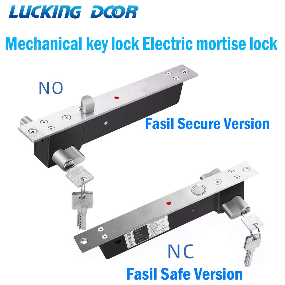 DC 12V Electric Bolt Lock With Mort Lock Cylinder Mechanical Key Electric Mortise Bolt Lock Fail Safe Fail Secure