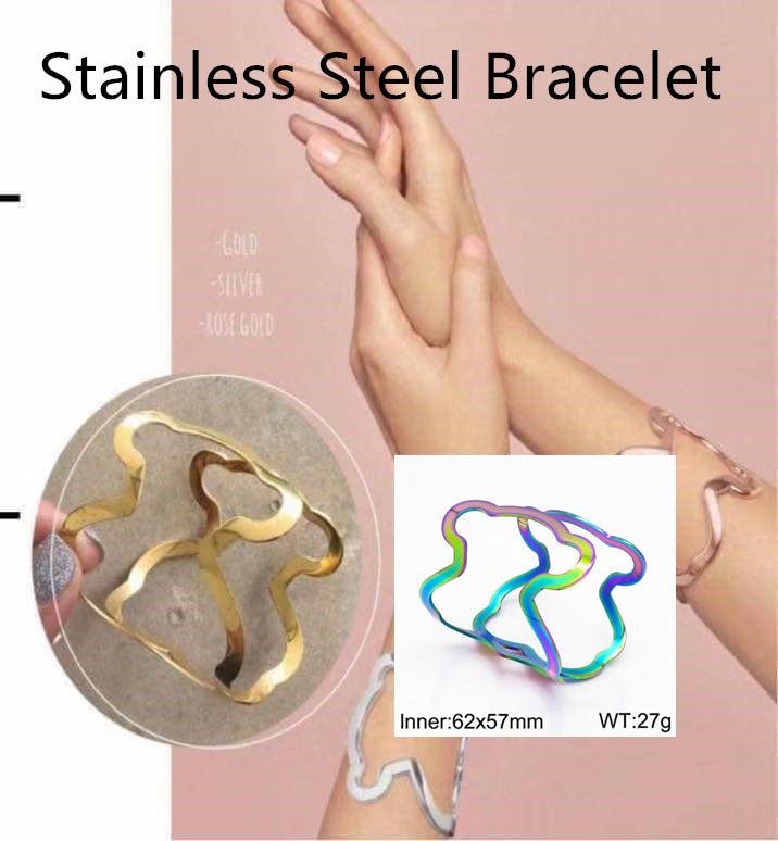 316L Stainless Steel Women Bracelets Bangles Bear Cuff Bangle For Wedding Jewelry Accessories