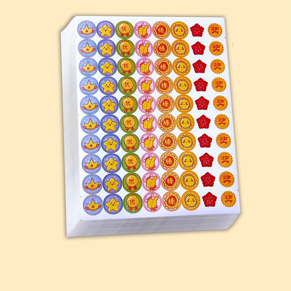 Beloning Stickers Voor Kinderen Ster Kleine Rode Bloem Lof Stickers Cartoon School Leraar Aanmoediging Motiverende Sticker: WHITE