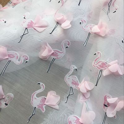 Fairy 3D fire flamingo chiffon kleding stof breedte 1.3 meters jurk half rok sjaal woonaccessoires kant stof: pink