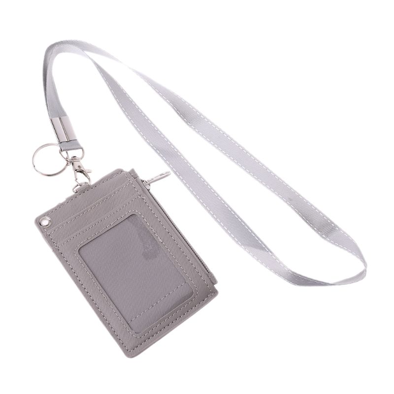 Business Credit Card Id Badge Portemonnee Holder Neck Strap Lanyard Sleutelhanger Y3NE: Grijs