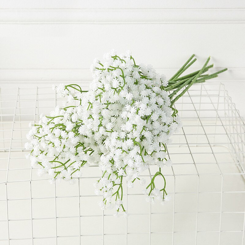 Hvide babyer ånde kunstige blomster plast gypsophila diy blomsterbuketter arrangement bryllup hjemmeindretning 81 blomsterhoveder