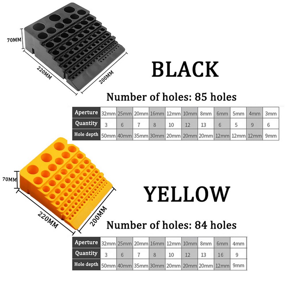 Storage Multifunction 85 Holes Tool Box Reamer Milling Cutter Plastic Desktop Drill Bit Portable Accessories Thickened Rack