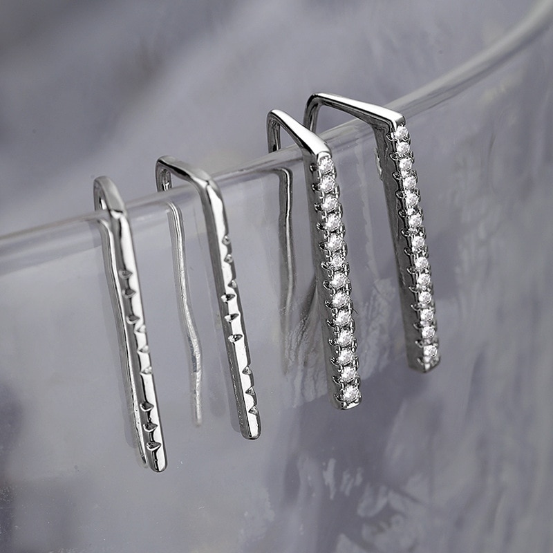 925 argent Sterling Simple oreille grimpeur boucles d'oreilles Fine chenille boucles d'oreilles pour femmes filles