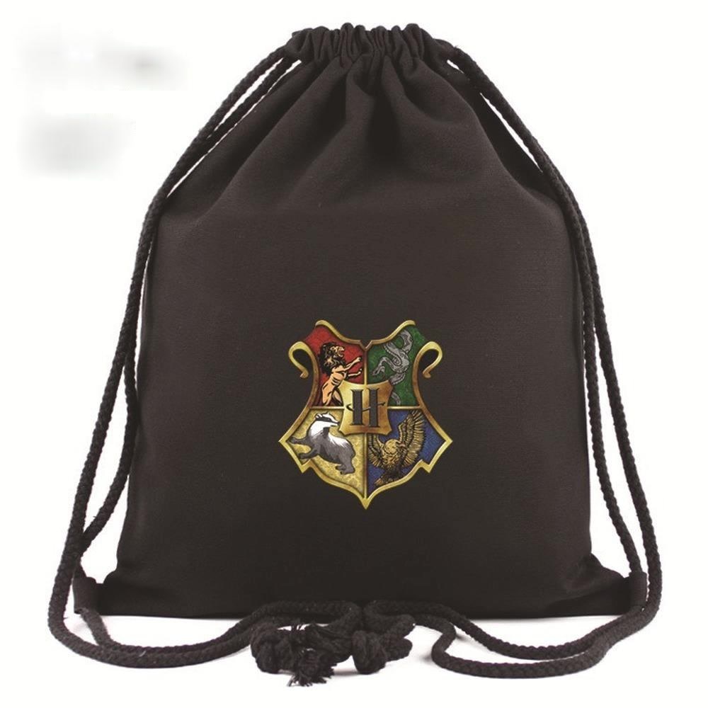 H.Potter Drawstring Canvas Backpack Men Women Shopping Bag Student School Bag Outdoor Storage Bag