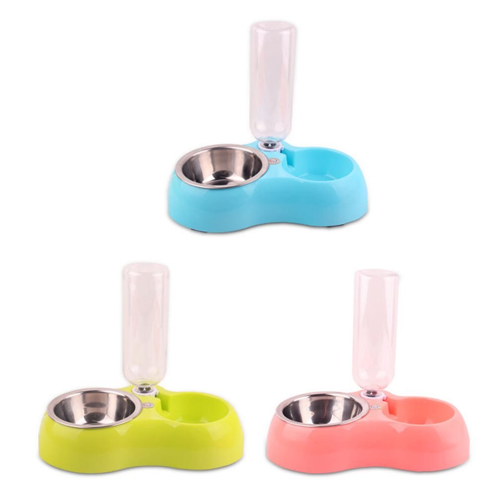 Draagbare voerbak voor huisdieren, plastic, automatische voerbak met dubbele poort, waterdrinkbak, voerbak voor katten, honden