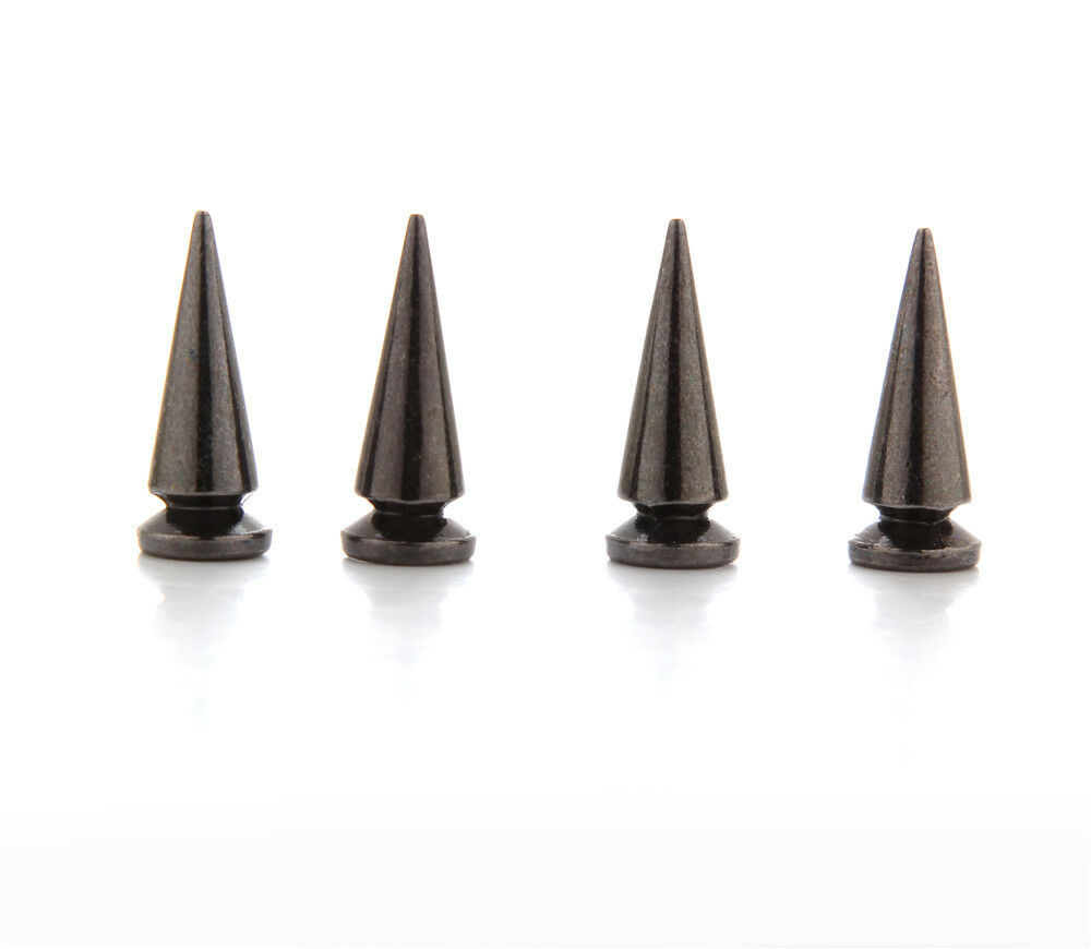 50Set 10*25mm Boom Spikes Studs Punk Spike Legering Zink Leathercraft Ornament Klinknagel Screwback Vlekken Pak voor riem Armband Hoed DIY: Black