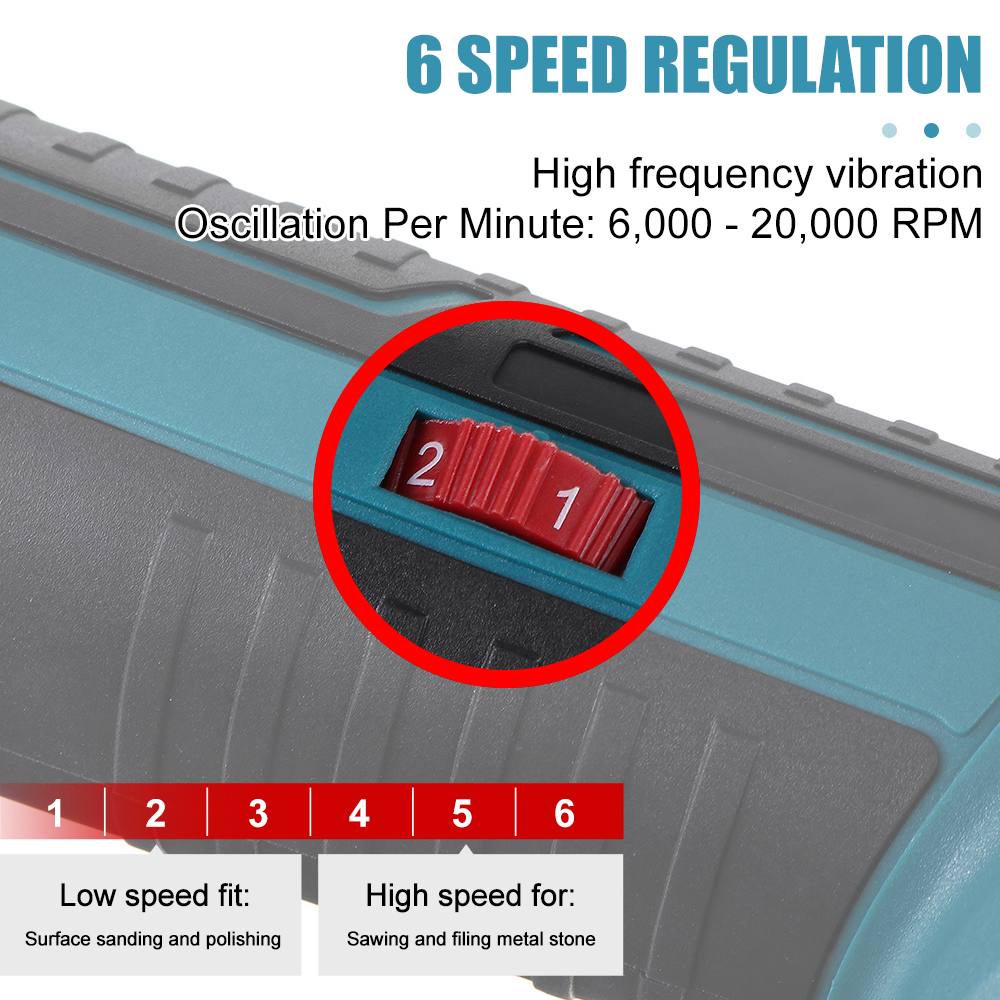 Drillpro 6 Speeds Cordless Oscillating Multi Tool Variable Speed Adjustable Renovator Woodworking Tool For Makita 18V Battery