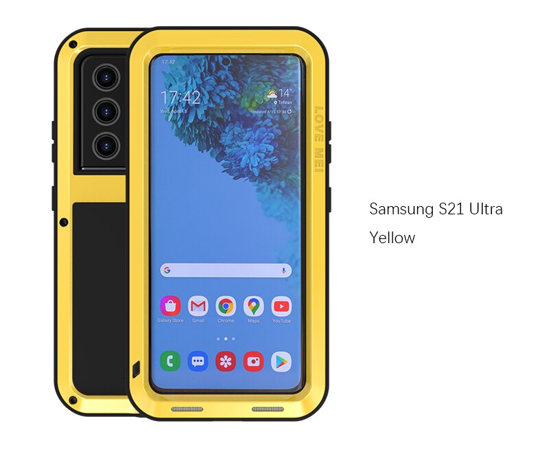 Original Love Mei Powerful Case For Samsung Galaxy S21 Ultra 5G 6.8 inch dust Shockproof Metal Aluminum Case Cover + Package: Yellow / Original Packaging