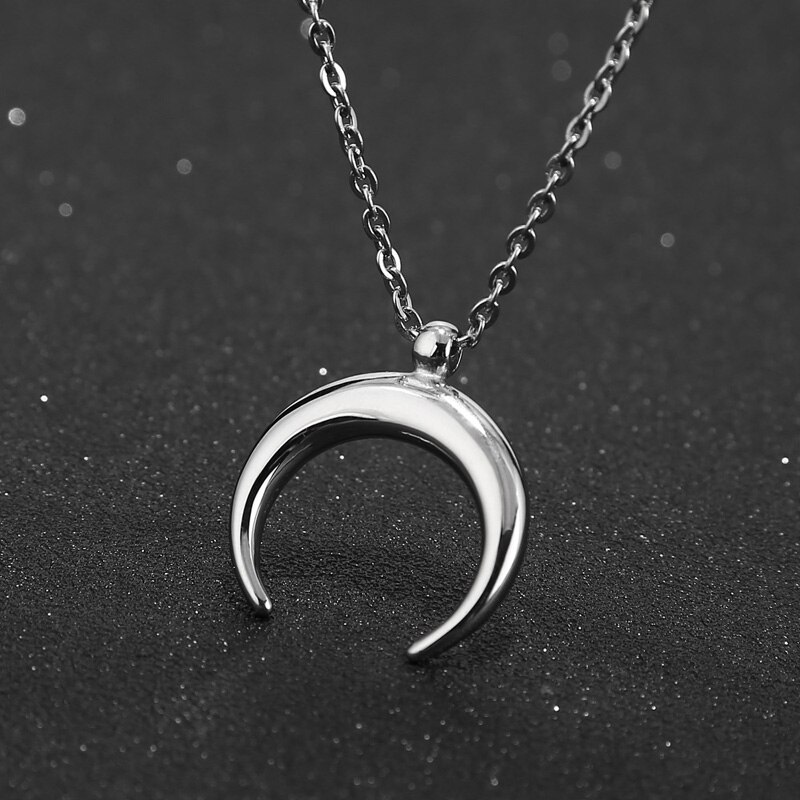 stainless steel Moon Chain Necklace Half Moon Pendant Necklace Men Women Chains Necklace For DIY Jewelry Making Findings