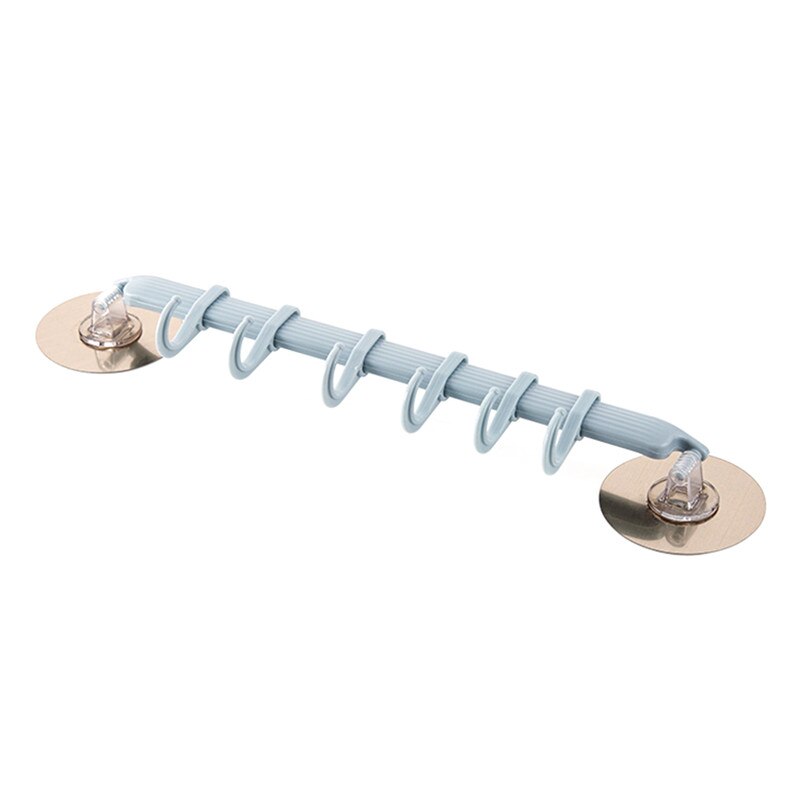 6 Zelfs Rij Haken Met Sterke Lijm Te Hangen Op De Keuken Muur, Badkamer Zonder Nagels Naadloze Kapstok Haken: Blauw