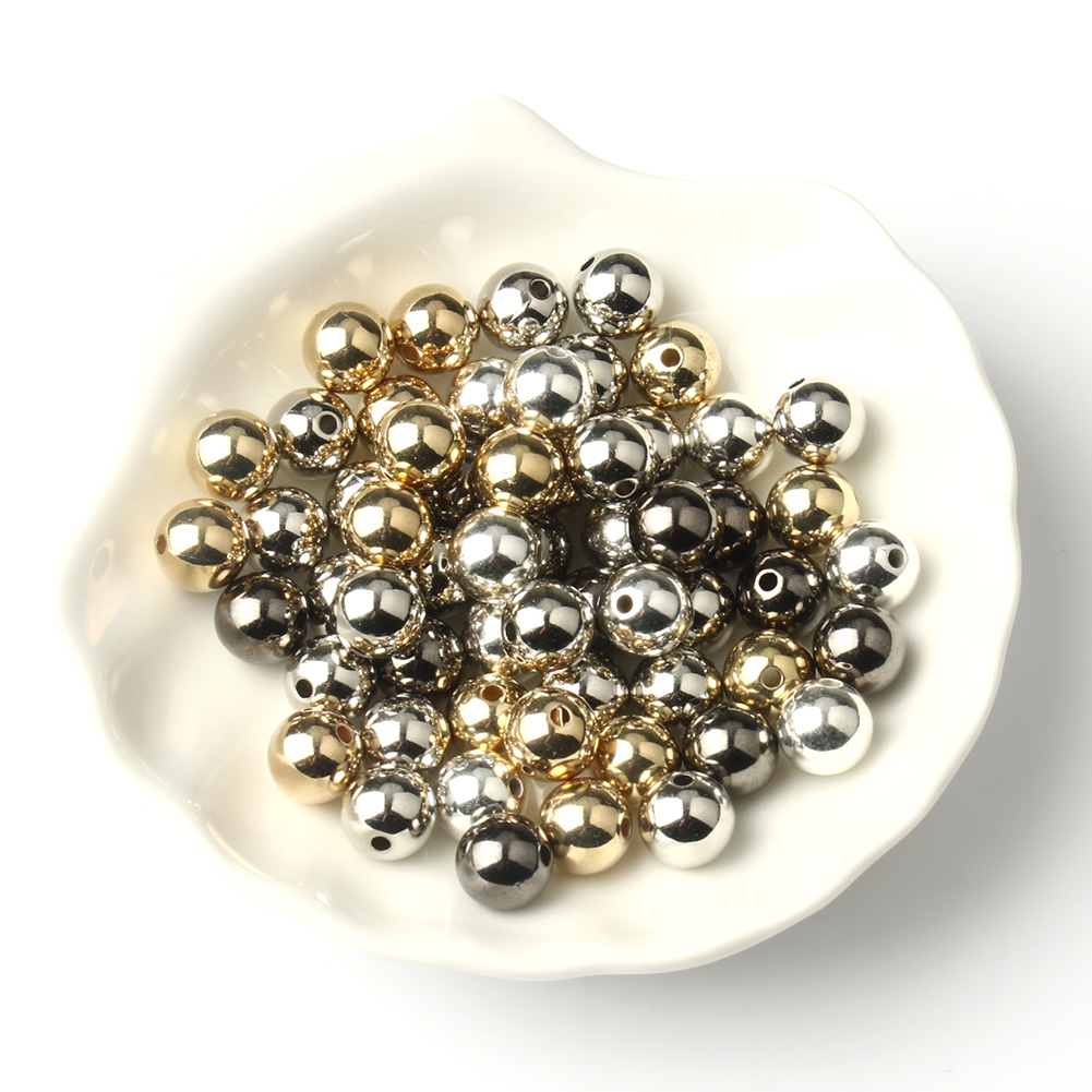 3/4/6/8/10/12mm Ronde Spacer Kralen CCB Goud Zilver Kleur Gladde losse Bal Kralen voor Armband DIY Sieraden Maken Accessoires: GRIJS / 7MM