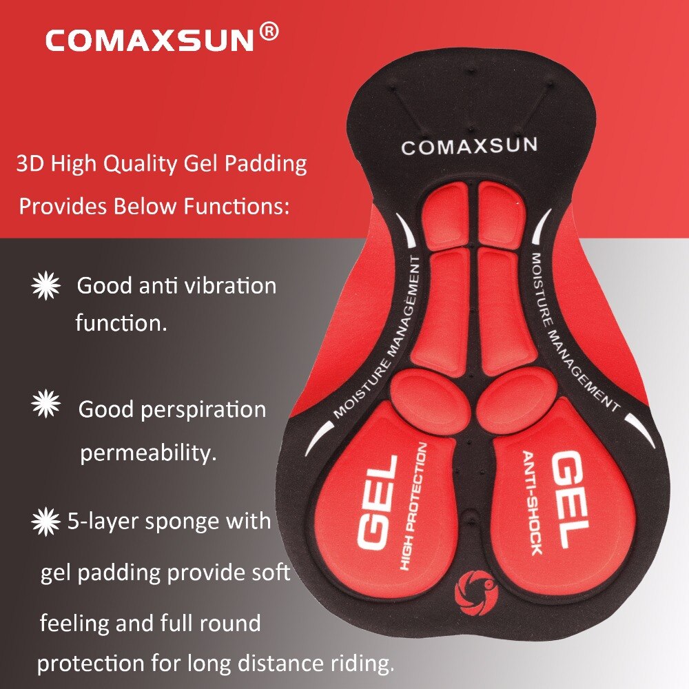 COMAXSUN Cycling Shorts 3D Gel Padded Shockproof MTB Bike Shorts Road Bicycle Shorts Outdoor Sports Ropa Ciclismo Tight