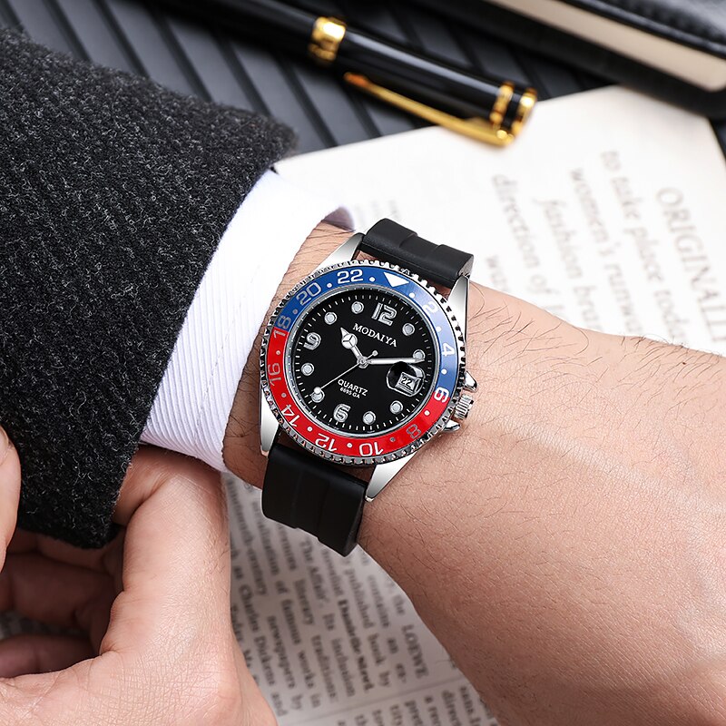 Quartz ure herre luksusmærke armbåndsur i rustfrit stål 시계 relogio masculino de luxo montre homme: Sort